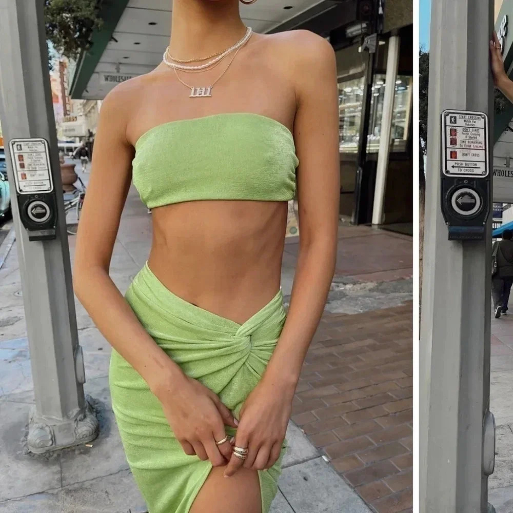 Princess Polly Karely Green Tube Bandeau Top Size 10 NWT